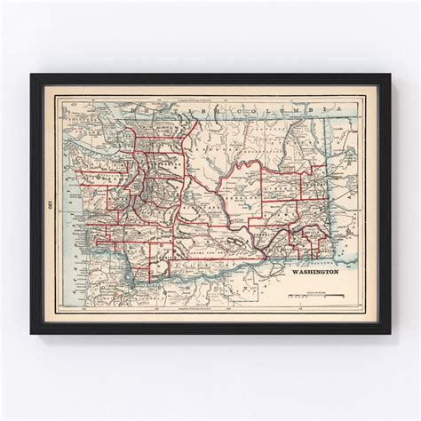Vintage Map Of Washington 1893 By Teds Vintage Art