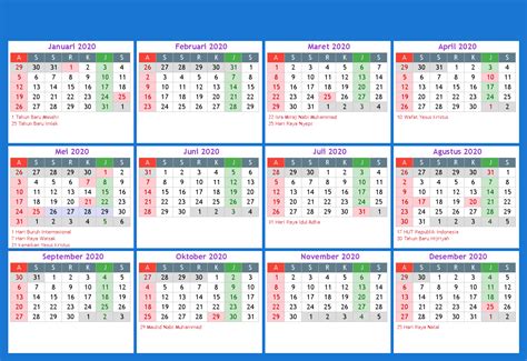 Kalender Indonesia Tahun 2020 Cdr  Pdf Masehi Hijriyah Jawa