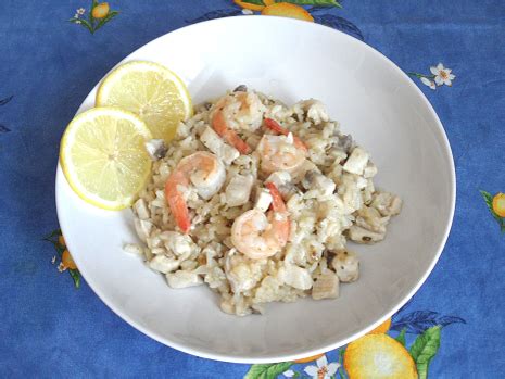Pesce spada al vino bianco e limone. Risotto al Limone Gamberi e Pesce Spada