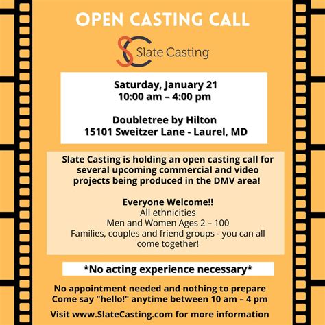 Jan 21 Open Casting Call For Real People In Dmv Area Greater