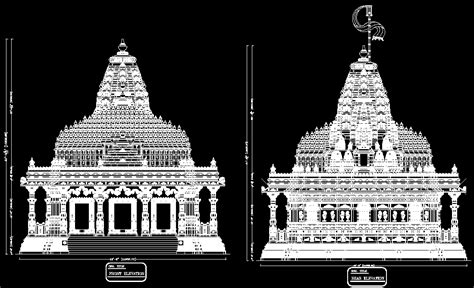 Temple Cad Block Hindu Temple Plan Front And Rear Elevation In