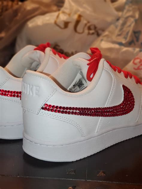 Men Authentic Custom Nike Af1 Red Embellished Size 11 Etsy Uk