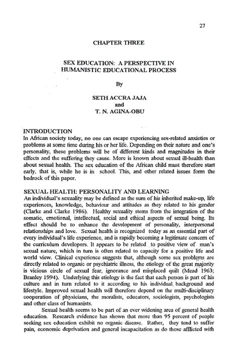 Pdf Sex Education A Perspective In Humanistic Educational Process