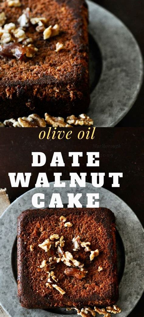 Healthy fruit cake with figs, apricots, & dates, sprinkle. Olive Oil Date and Walnut Cake | Date, walnut cake, Walnut ...