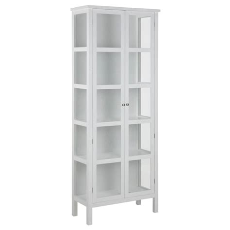 Elkhart Tall Wooden 2 Glass Doors Display Cabinet In White