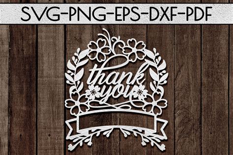Thank you papercut template cutting file / thank you flowers. Thank You 8 Papercut Template, Customizable, SVG, PDF, DXF ...