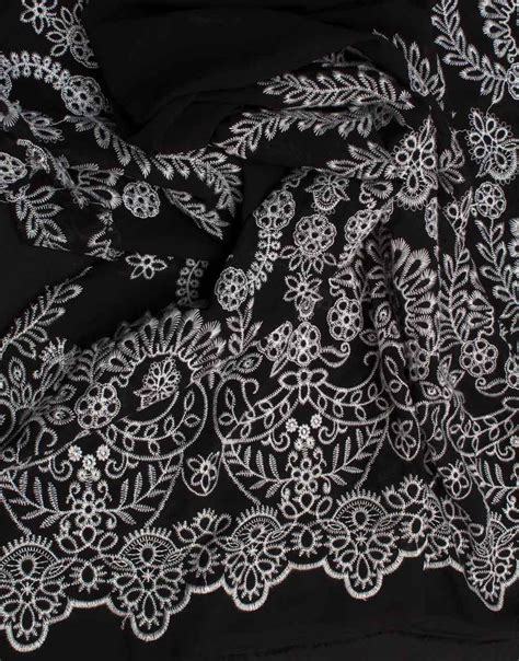 Black Georgette Fabric With Double Side Embroidered Fabric Dress