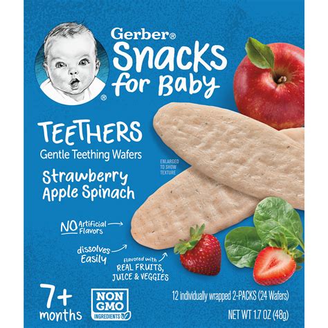 Gerber Snacks For Baby Teethers Strawberry Apple Spinach 17 Oz Box