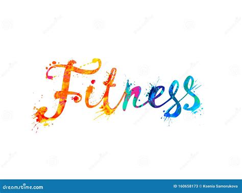 Fitness Word Of Splash Paint Calligraphic Letters Stock Vector