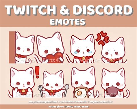 Twitch Discord Emotes Pack 8 Cute Cat Neko Emotes Etsy