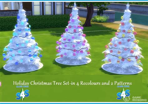 4 Recoloured Holiday Christmas Tree Set For Sims 4