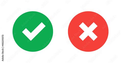 Vetor De Green Check Mark And Red Cross Iconset Of Simple Icons In