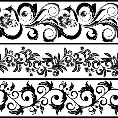 Lace Stencil Patterns Stock Vector Of Set From Three Black And White