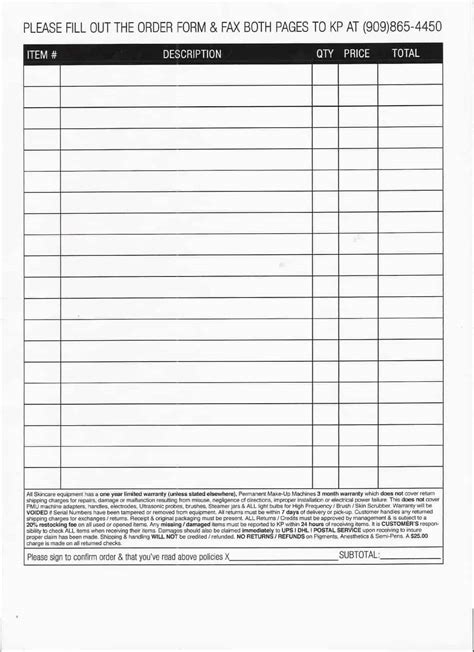 order form templates word excel  formats
