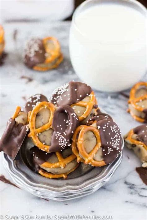Then sandwich another cookie on top and lightly press. Cookie Dough Pretzel Bites - Spend With Pennies