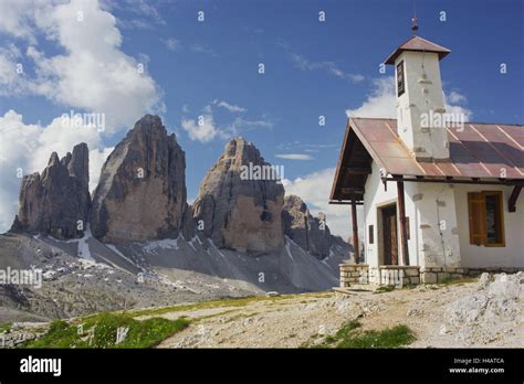 Chapel Tre Cime Di Lavaredo Three Merlons South Tyrol The