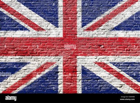 United Kingdom National Flag On Brick Wall Stock Photo Alamy