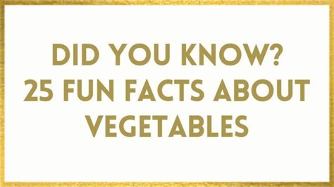 Facts About Vegetables 25 Fun Vegetables Facts To Wow You