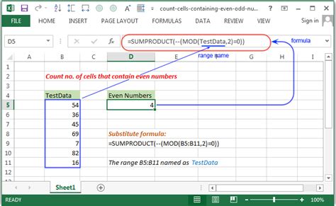 Excel Count Count No Of Cells Containing Even Or Odd Numbers