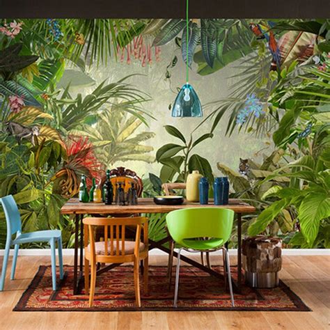 Southeast Asia Style Tropical Rain Forest Photo Wallpaper Restaurant