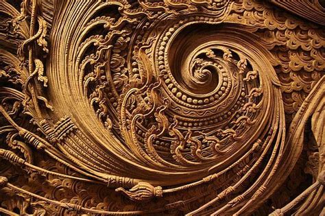 Intricate Wood Carving In One Of The Restaurant In Chiang Mai Which