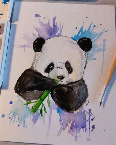 Panda Watercolor Painting At Explore Collection Of