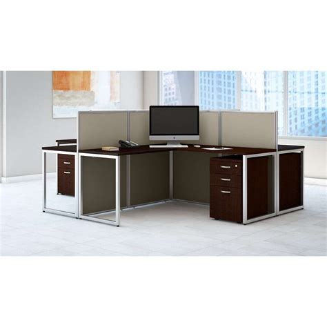 Bush Furniture Easy Office 60w 4 Person L Shaped Cubicle Desk With