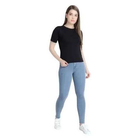 Regular Mid Rise Zxn Clothing Women Premium Stretchable Slim Fit Light Blue Denim Jeans At Rs