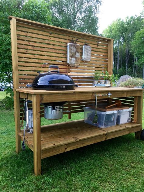 It such a good feeling to cook and prepare your dinner with the wind blows over your hair. DIY Outdoor Kitchen. | Utomhuskök, Utekök, Utomhusliv