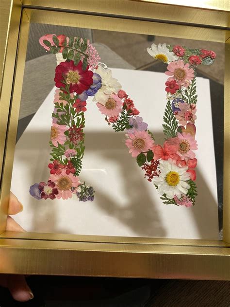 Custom Letter Real Pressed Flower Art Framed Floral Initial Etsy