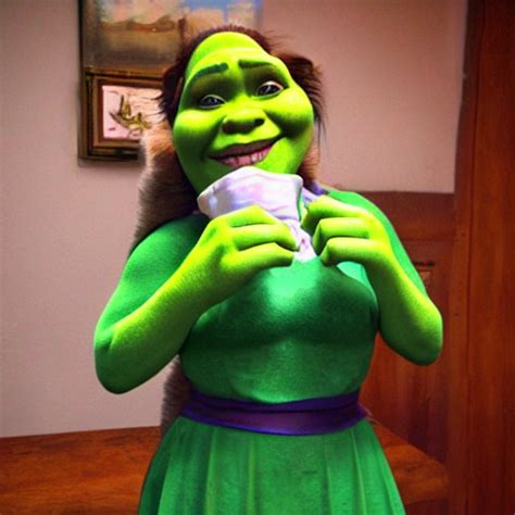 Krea Ai Shrek In Costume Of French Maid