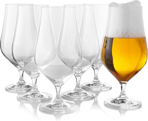 Tulip Pilsner Beer Glasses Set Of 6 Large English Pub Beer Glass For