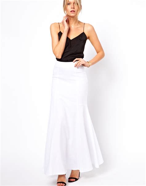 Asos Collection Maxi Skirt In Linen In White Lyst