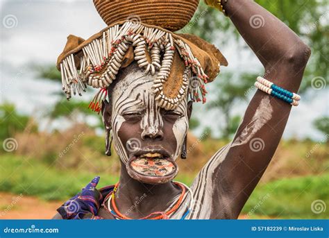 Woman From The African Tribe Mursi Omo Valley Ethiopia Editorial Stock Image Image Of