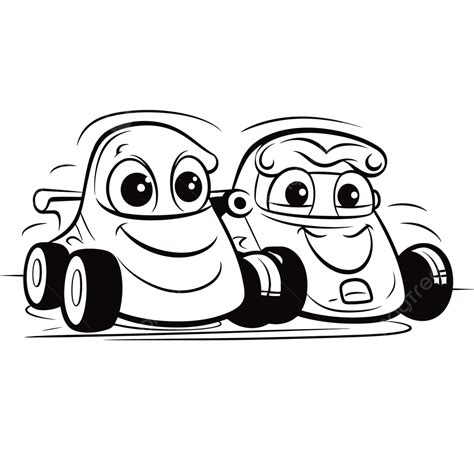 Two Racing Cars Coloring Pages Outline Sketch Drawing Vector Race Cars