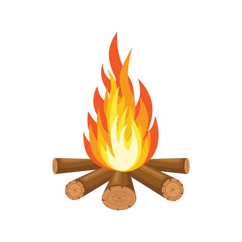 Cartoon Fire Flames Bonfire Campfire Isolated On Background Vector