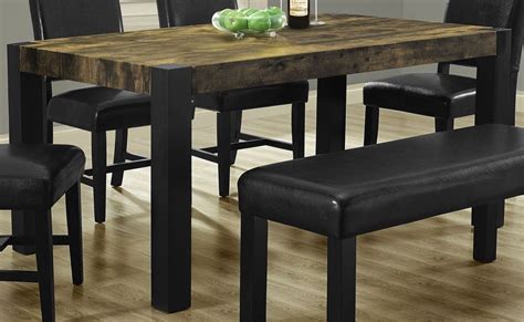 Crafted from dark wood, this solid the room has two benches to provide seating, one with a back. Distressed Black Dining Table from Monarch (1620 ...