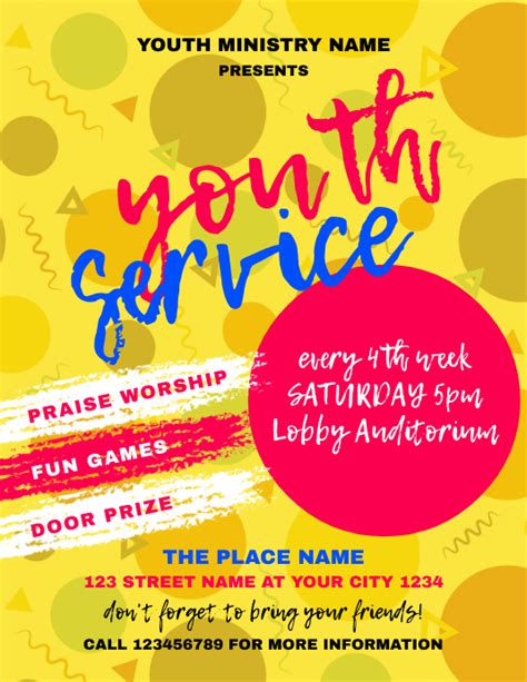 Youth Service Church Event Flyer Template Postermywall