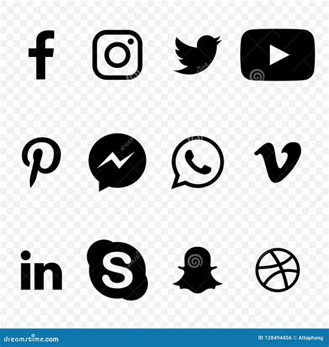 Social Media Icons Black White