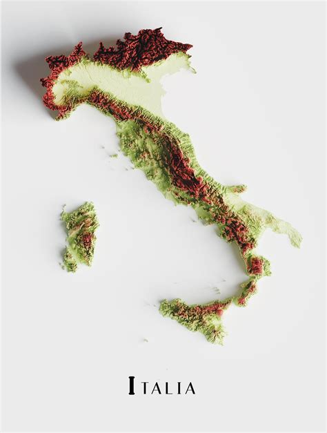 A Relief Map I Made Showing The Topography Of Italy Hoping To Travel