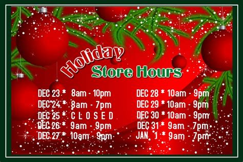 Holiday Store Hours Poster Template Postermywall