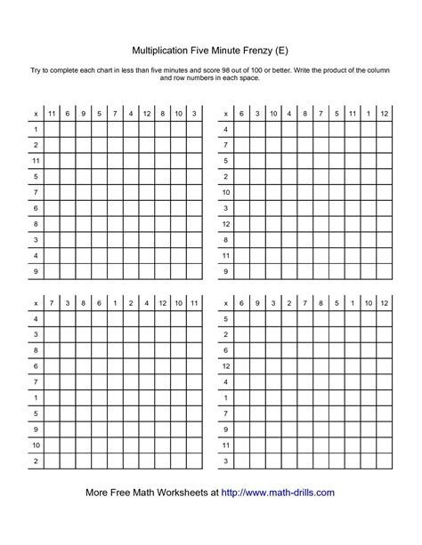 Printable 5 Minute Multiplication Drill