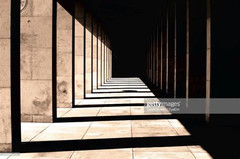Sunlight And Shadow In Corridor Of Historic Building Shadow