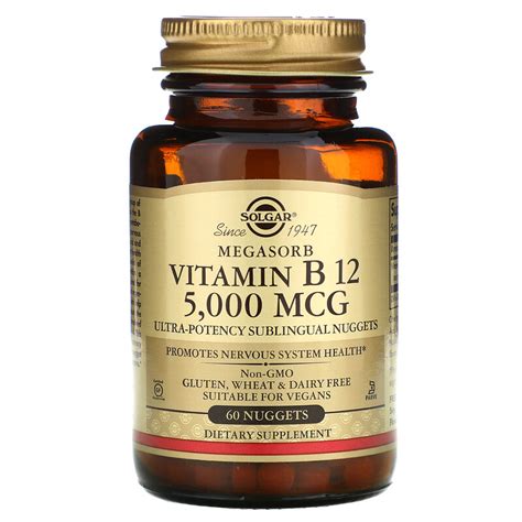 Solgar Sublingual Vitamin B12 5000 Mcg 60 Nuggets Iherb