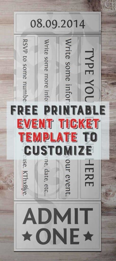 free printable event ticket template to customize