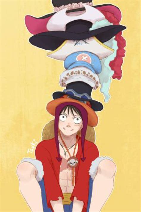 Luffy With Hats By Tsuki Imagination On Deviantart Anime