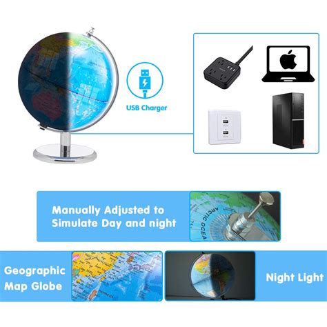 Buy Wizdar Illuminated World Globe For Kids Learning 3 In 1