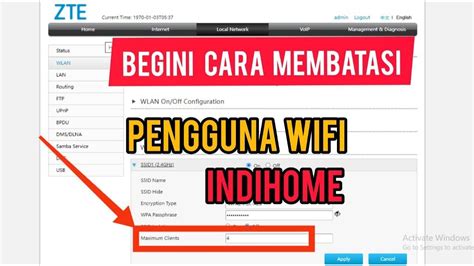CARA MEMBATASI JUMLAH PENGGUNA WIFI INDIHOME DI ZTE F670L 
