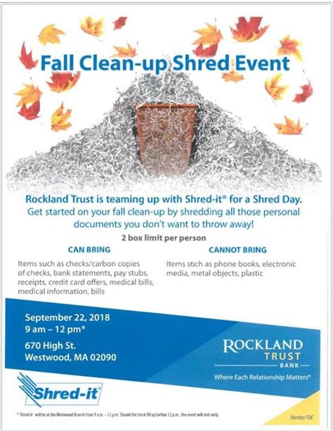 Rockland trust bank is offering a $250 bonus when you open a new checking account and fund the account. Shred Day Coming to Rockland Trust Bank | Westwood, MA Patch