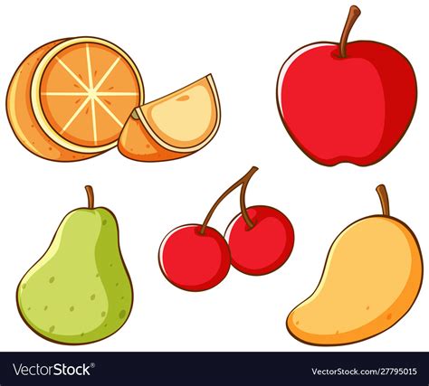 Set Isolated Fruits Royalty Free Vector Image Vectorstock